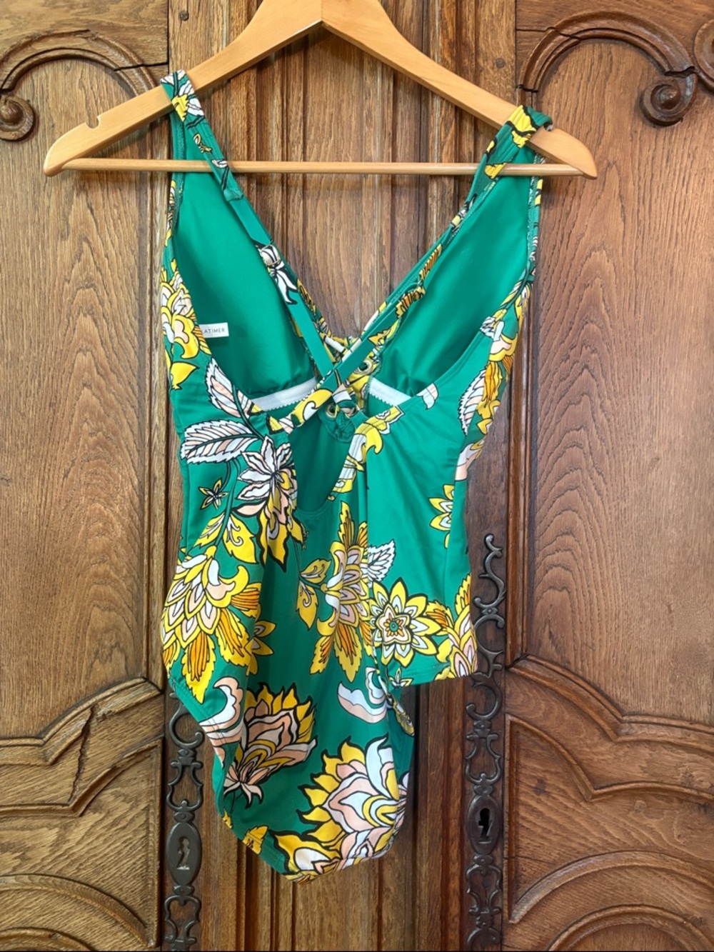 Gibson & Latimer Green Yellow Floral One-Piece Swimsuit XS - Picture 8 of 12